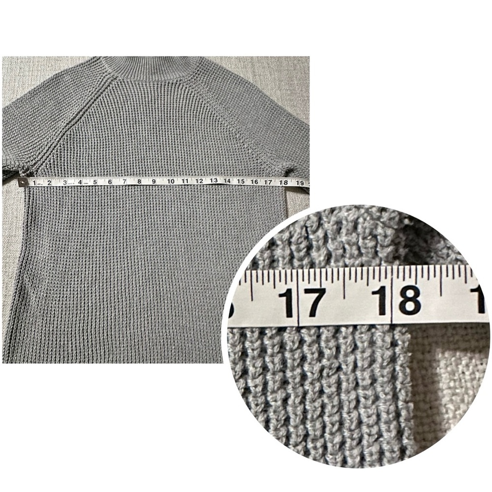 MICHAEL KORS Gray Waffle Knit Mock Neck Sweater Tunic Hi-Lo Long Sleeve Women S - Picture 11 of 14